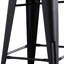 Tabouret de bar 24 po en métal de style rustique rustique avec dossier, tabouret de bar de cuisine, construction légère et robuste, ensemble de 4 - noir mat
