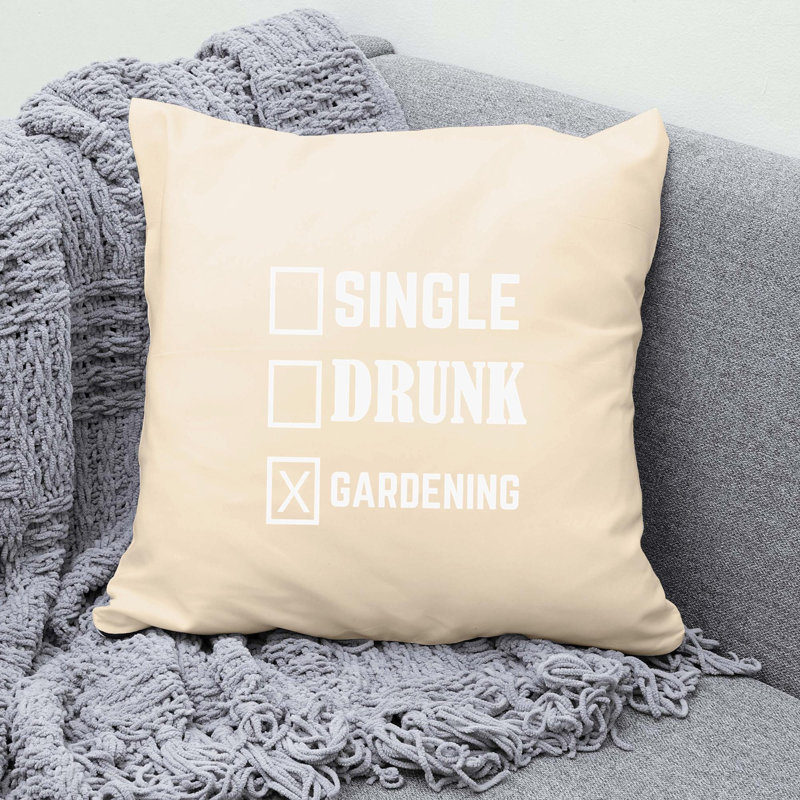 Citation amusante «Garden Lover» - Insert de coussin décoratif inclus, H 18 po x l 18 po
