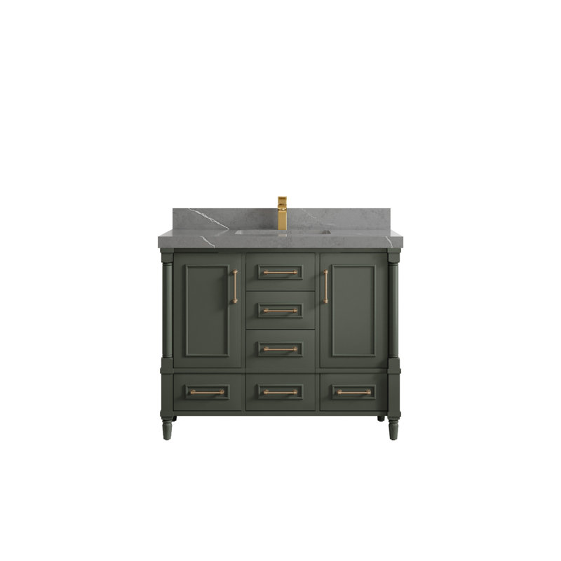 Aberdeen 42'' Single Bathroom Vanity with Top, Piatra Gray