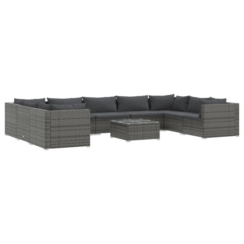 Sectional Seating Group with Cushions, Anthracite, Gray