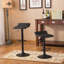 Ensemble de table de bar ronde à hauteur réglable et tabouret de bar pivotant en cuir reconstitué noir