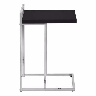Accent Table, C-Shaped, End, Side, Snack, Laminate, Chrome Metal, Contemporary, Modern