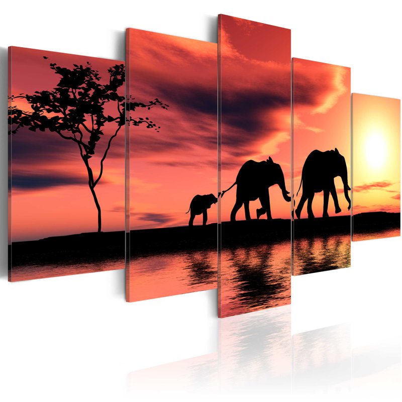 5 Piece No Frame Print on Canvas, 50cm H x 100cm W