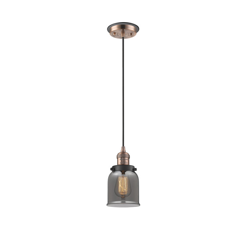 Clara 1 - Light Single Pendant, Plated Smoke, Antique Copper with Matte Black accents
