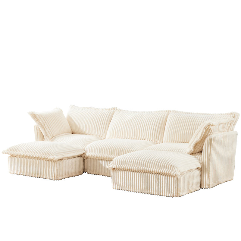 Canapé modulaire à assise profonde, siège à 3 places crème, canapé confortable pour lit d'appoint, canapé modulaire crème, relaxant