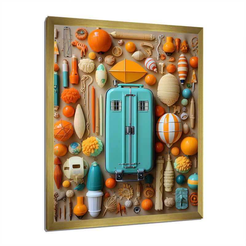 Reproduction d'art sur plage, H 32 po x l 16 po x P 1 po, Encadrement doré
