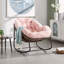 Chaise berçante surdimensionnée en rotin tissé à la main avec coussin rembourré-521257275
