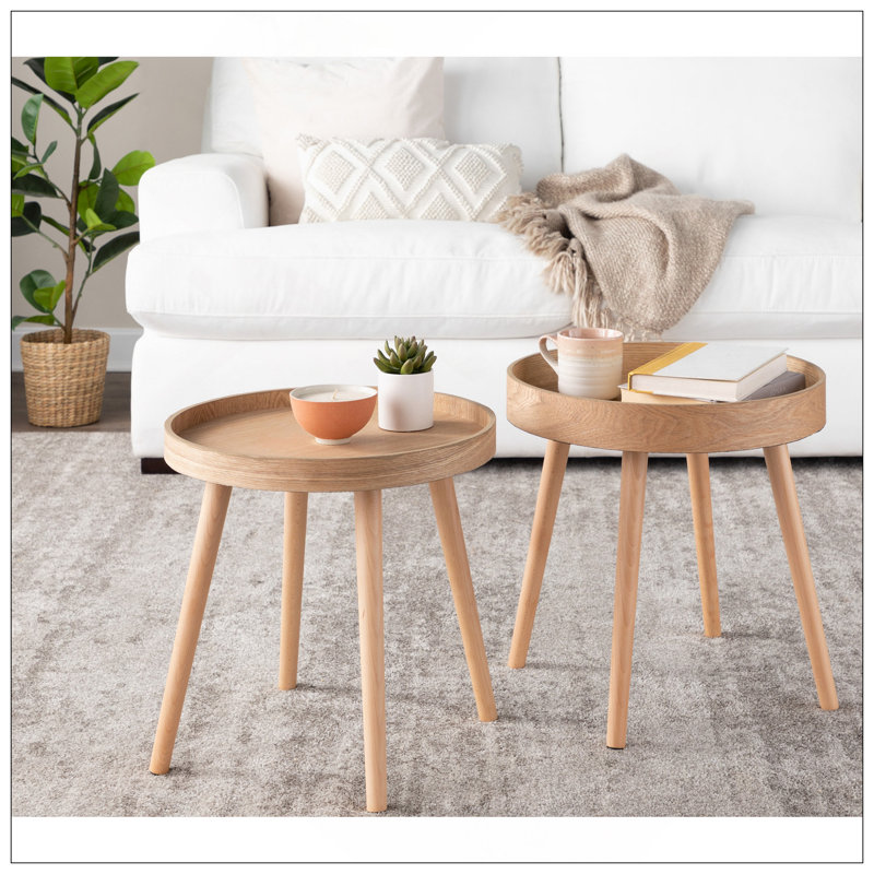 Ensemble de tables d'appoint Pebble Mid-Century Modern en bois naturel par Lumisource