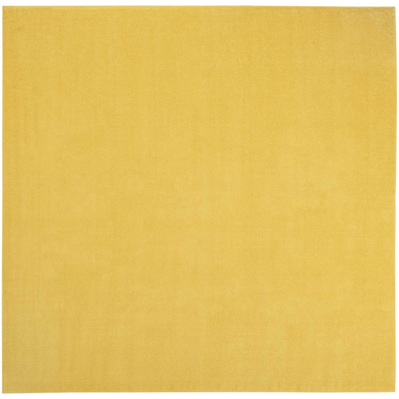 Mullican Sandy Solid Yellow Easy Care Indoor/Outdoor Area Rug, Square 5'