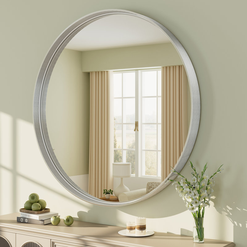 Miroir mural Aevar, 48 po x 48 po, Argent brossé