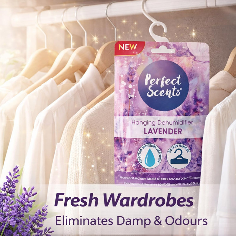 Hanging Moisture Absorber Dehumidifier Fresh Linen Lavender Wardrobe Damp Mould Condensation Remover Closet Storage (Pack Of 12)