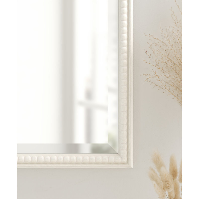 Chayanna Beaded Rectangle Bathroom Wall Mirror, 36" x 24", Soft White