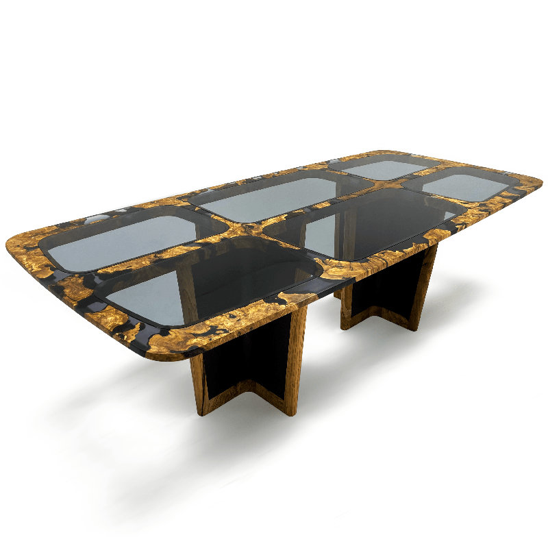 Salamis Solid Wood Base Dining Table, 96" L x 48" W