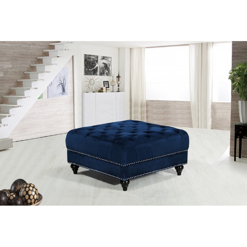 Crosier 85cm Wide Tufted Square Ottoman, Blue