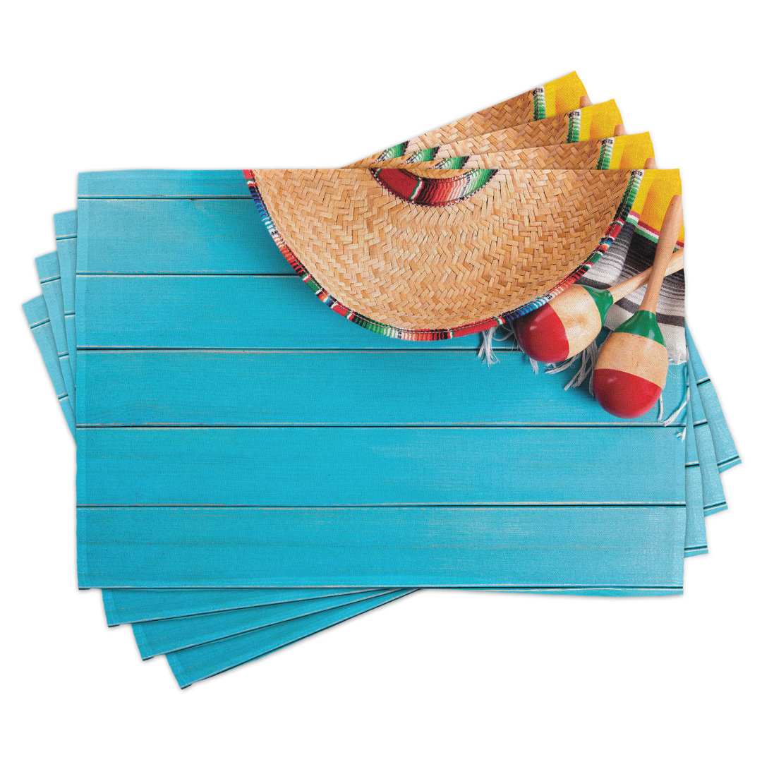 Platzdeckchen 4er Set, Latin Sombrero, Blau Creme