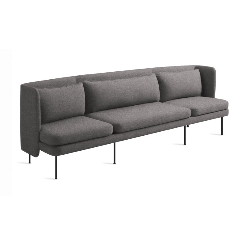 Bloke Sofa, Gabro Gray Wool Blend, 34" H x 95" W x 32" D, Oblivion