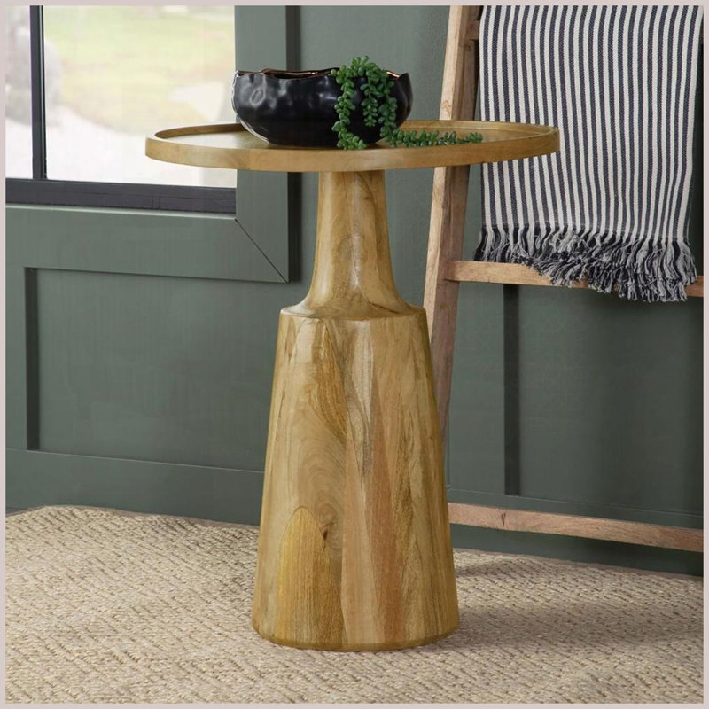 Table basse en bois de manguier teinté noir - plateau à rebord surélevé, base profilée stable pour le salon, Noir