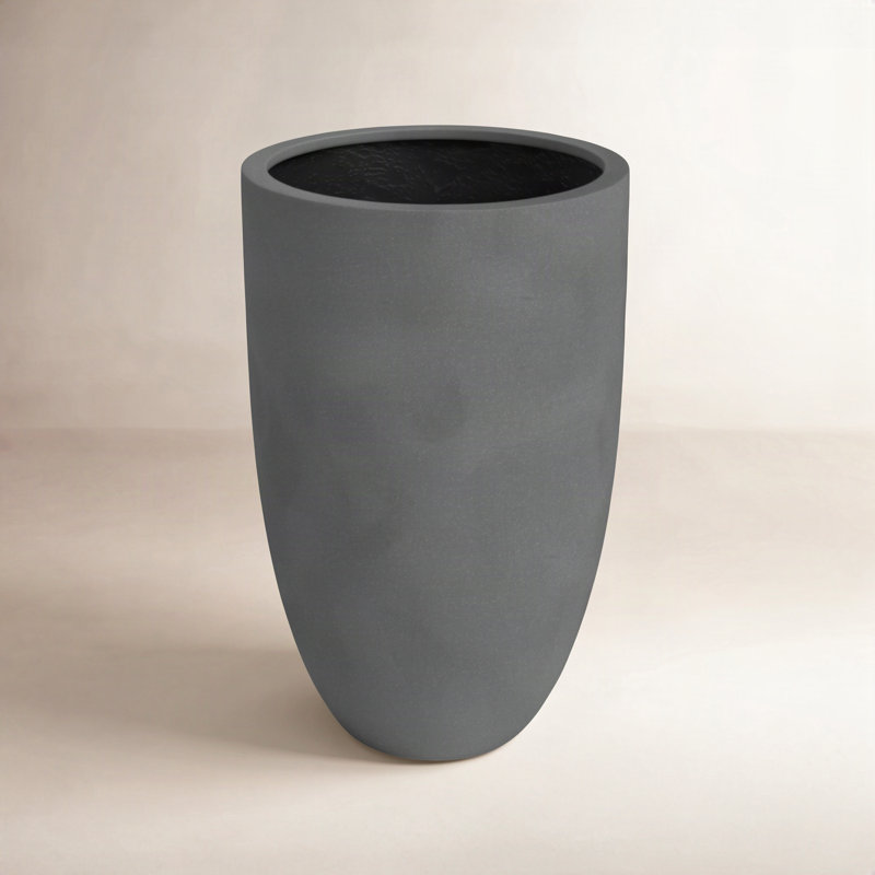 Elbe Fiberstone Pot Planter, 21.75" H x 16" W x 16" D, Gray