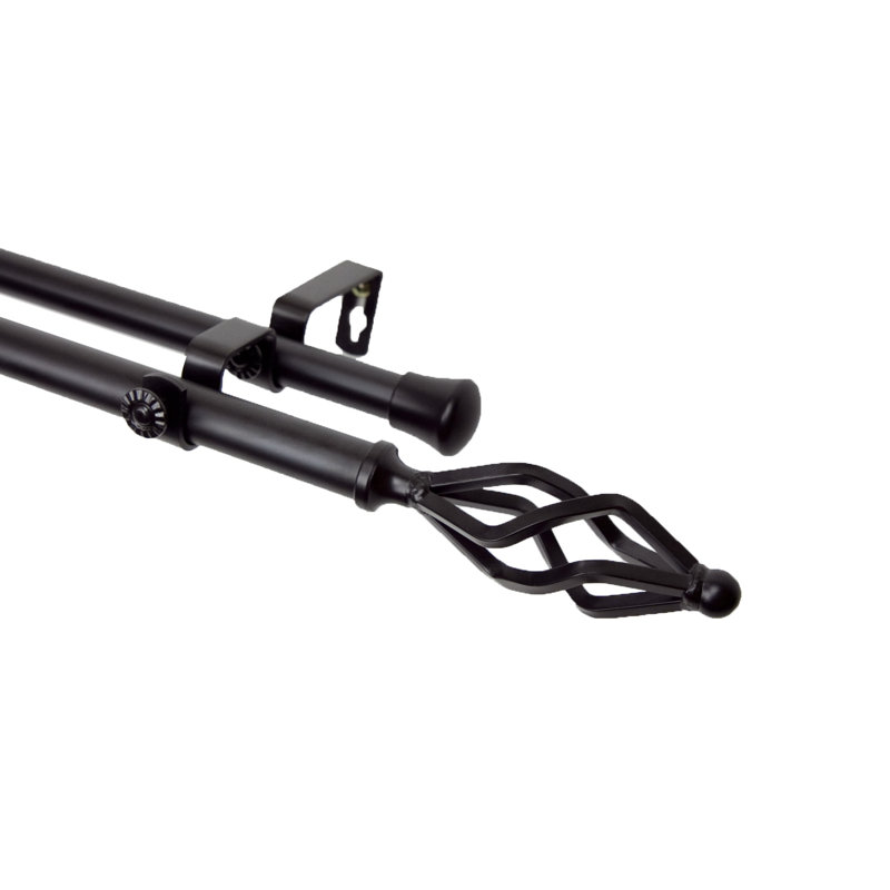Tringle à rideaux double Baltz, De 28 po à 48 po de largeur, Noir