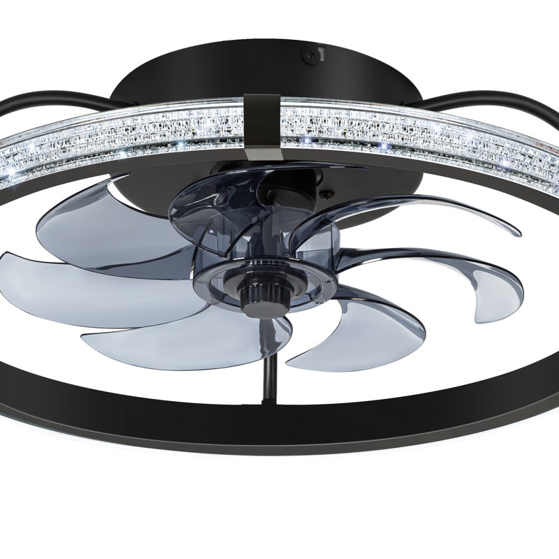 Kyell 20" Low Profile Bladeless Black Ceiling Fan with LED Lights and Remote Control