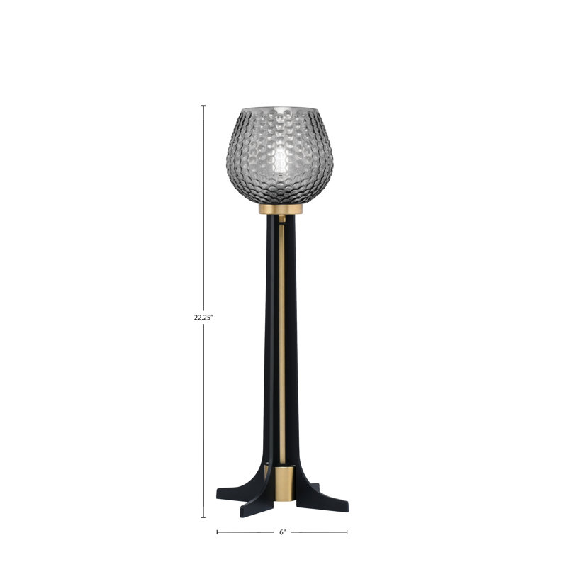 Accent Lamp, Matte Black & New Age Brass Finish, 6" Smoke Textured Glass, Matte Black/New Age Brass, Smoke