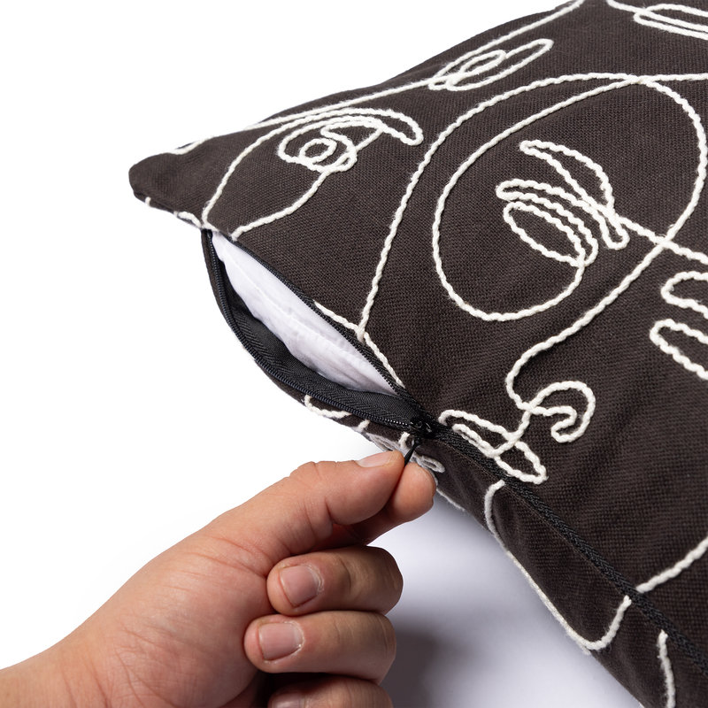 Housse et insert de coussin en coton, Noir / abstrait