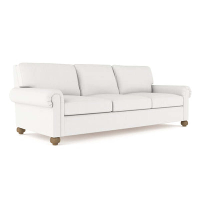 Canapé Leroy, H 36 po x l 84 po x P 43 po, Lin Box Weave blanc, Naturel