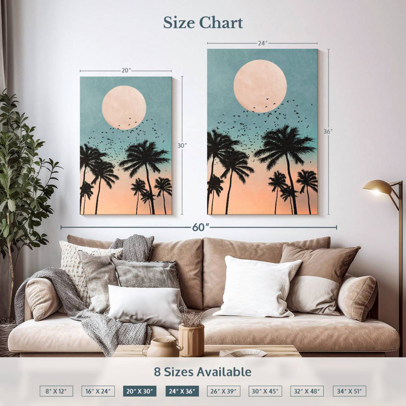 Harnek Palm Tree Sunrise, H 36 po x l 24 po
