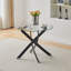 Bhevin Round Glass Top Metal Base Dining Table-1265932517