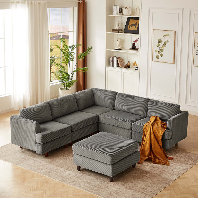 Canapé modulaire moderne, canapé-lit 6 places, Gris