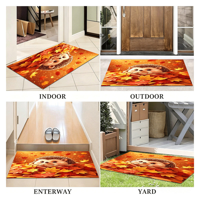 Tapis de porte antidérapant intérieur/extérieur, 61 x 91 cm, motif feuille de bienvenue, Grille feuille bienvenue