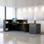Bureau de réception en L avec tiroirs verrouillables et tablettes de rangement, bureau d'ordinateur multifonctionnel pour le bureau-2122671012-2122671009