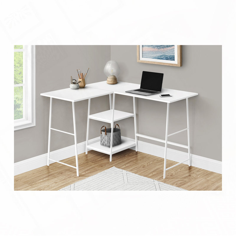 Bureau d'ordinateur en L Home Office, Blanc/Noir