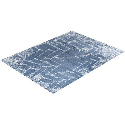 Tapis moderne noué à la main de conception unique ivoire 9 pi 1 po x 11 pi 10 po Modern