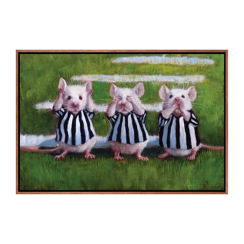 «Three Blind Mice», art encadré, H 18 po x l 26 po x P 1,5 po, Toile classique avec cadre brun