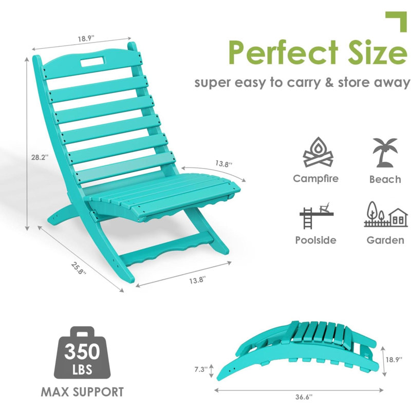 Chaise Adirondack pliante en plastique Smilja, Bleu