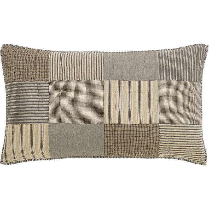 Couvre-oreiller Sawyer Mill 100% coton, Très grand, Gris anthracite / kaki / crème foncé