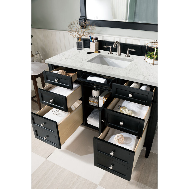 Brittany 48'' W Single Vanity, Eternal Jasmine Pearl, Black Onyx