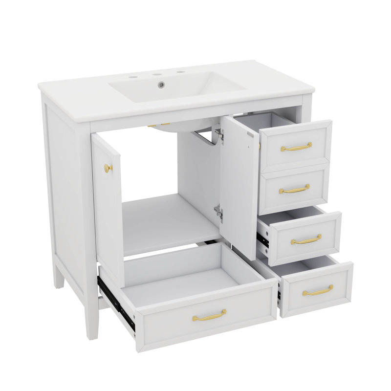 Meuble-lavabo de 36 po avec lavabo 36 po - Comprend une armoire de salle de bain, une porte à fermeture douce et 4 tiroirs