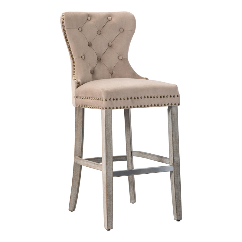 Tabouret de bar et de comptoir Kirsten, Tabouret de bar (siège d'une hauteur de 29 po), Taupe / cadre gris antique