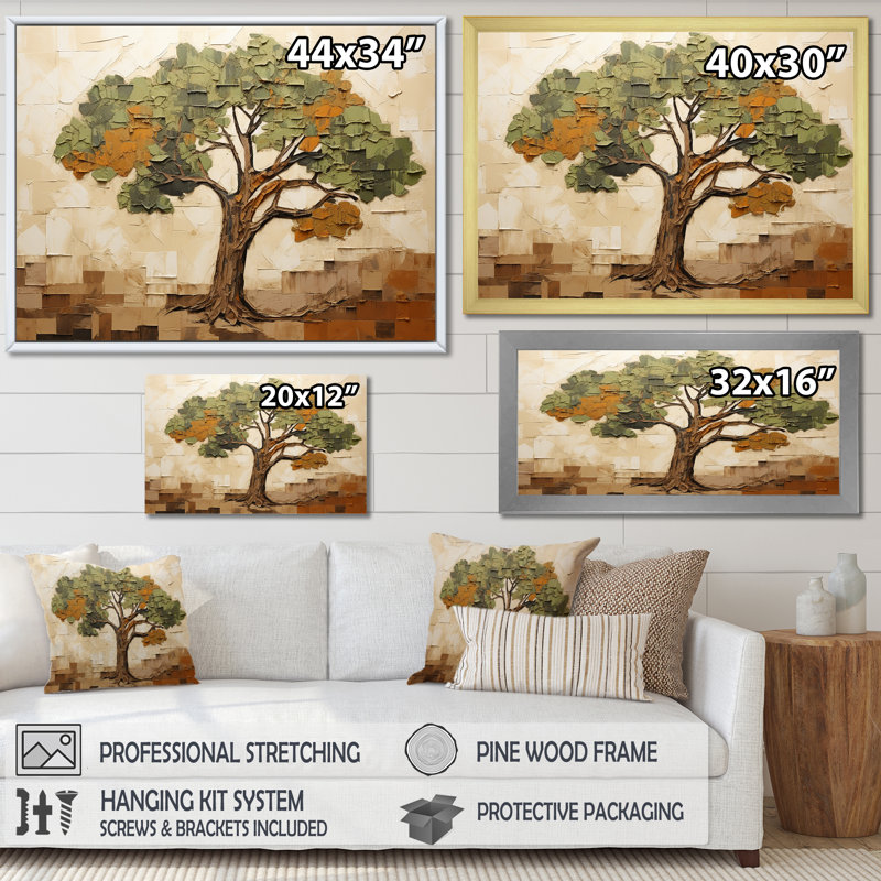 Arbre vert majestueux vert Baobab II - arbre africain, art mural, H 12 po x l 20 po x P 1 po, Cadre flottant noir