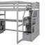 Lit mezzanine double avec bureau, tablettes et escalier