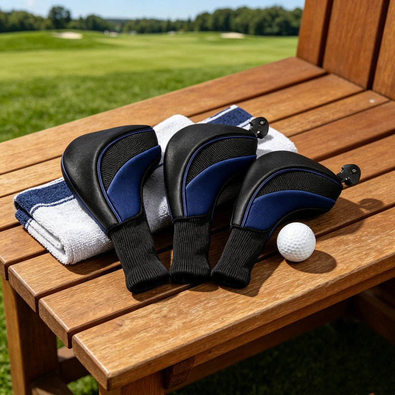 Mesh Golf Club Head Covers Set, Sports Protective Headcovers , Black