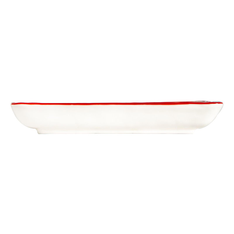 Nicola Spring - Rectangle Patchwork Christmas Serving Platter - 25 x 15cm - White