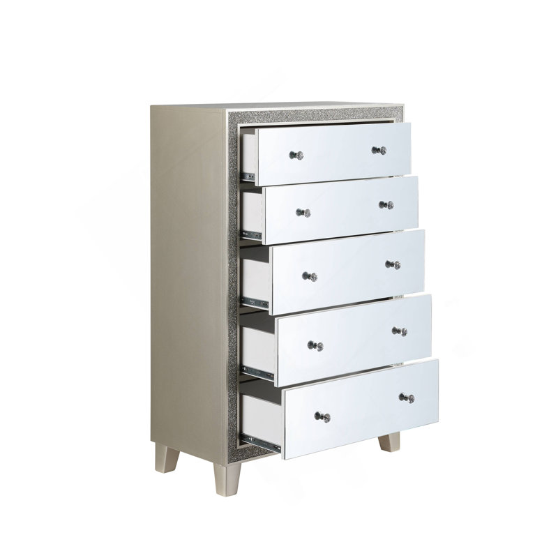 Commode à finition miroir et champagne Sliverfluff