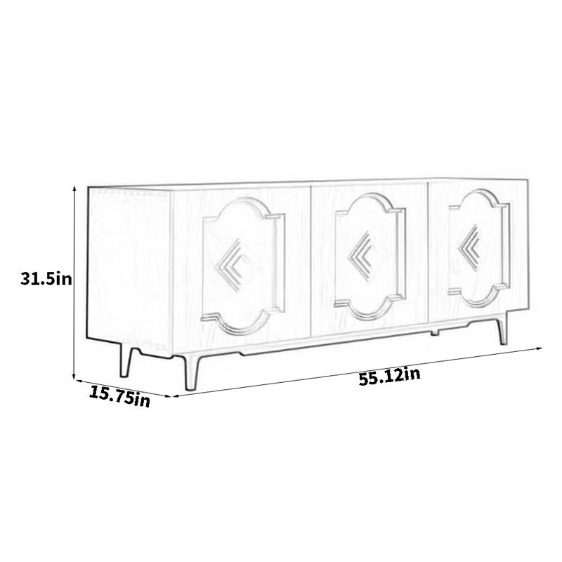 Multi-Functional Retro Sideboard, 31.5" H x 55.12" W x 15.75" D