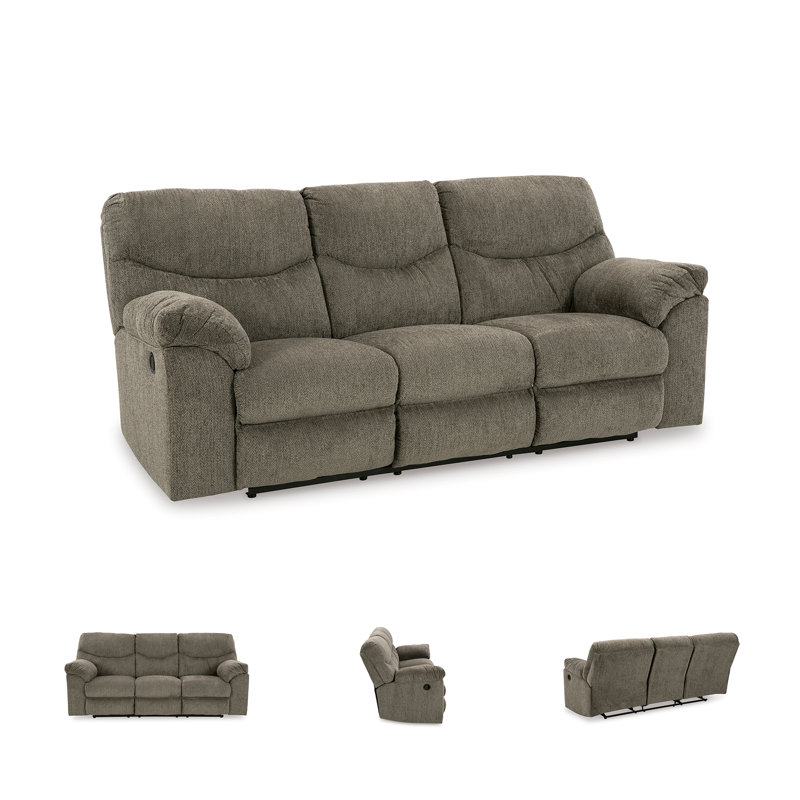 Alphons Upholstered 93'' Reclining Sofa, Gray 100% Polyester