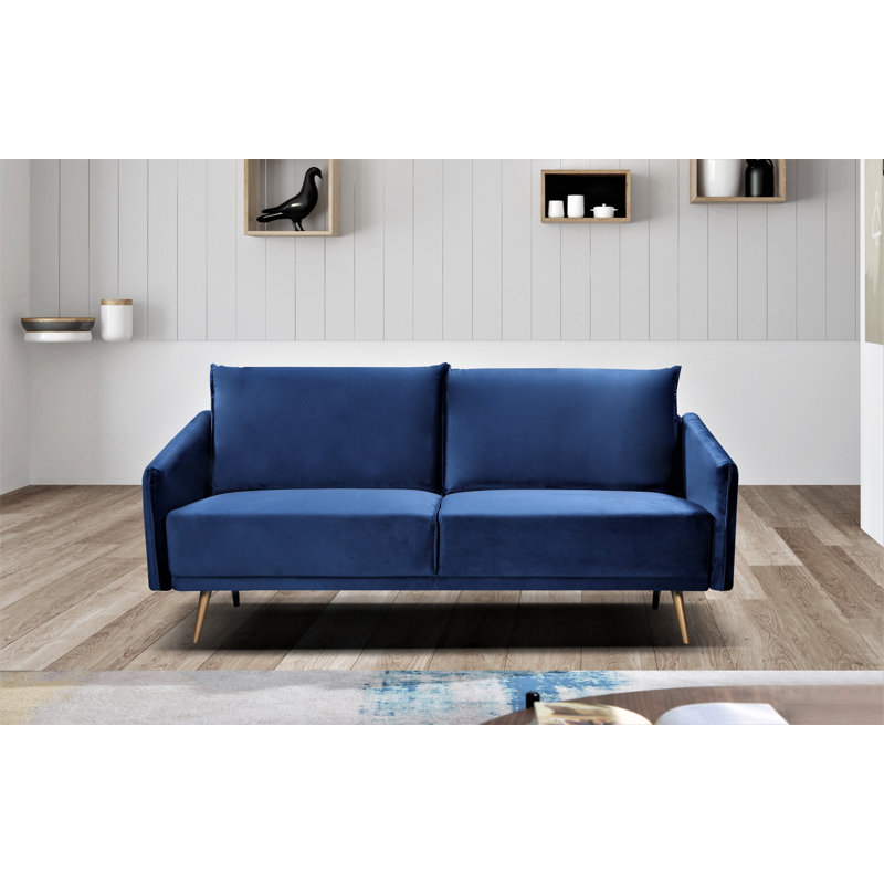 Leidesdorff 72.83'' Velvet Sofa, Dark Blue