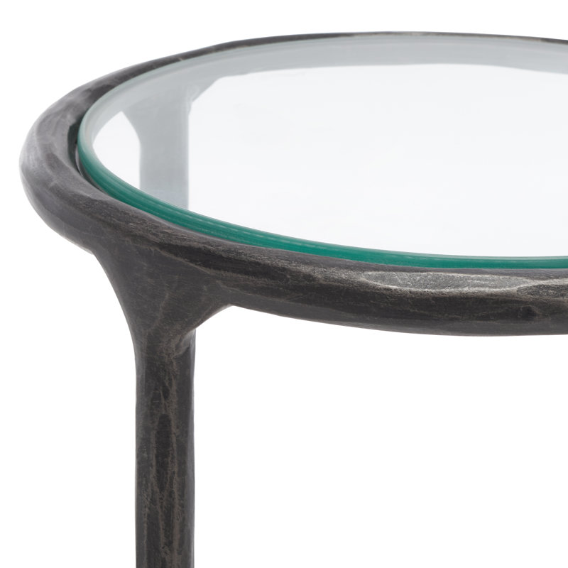 Table de bout Evelynn, Plateau en verre / base noire