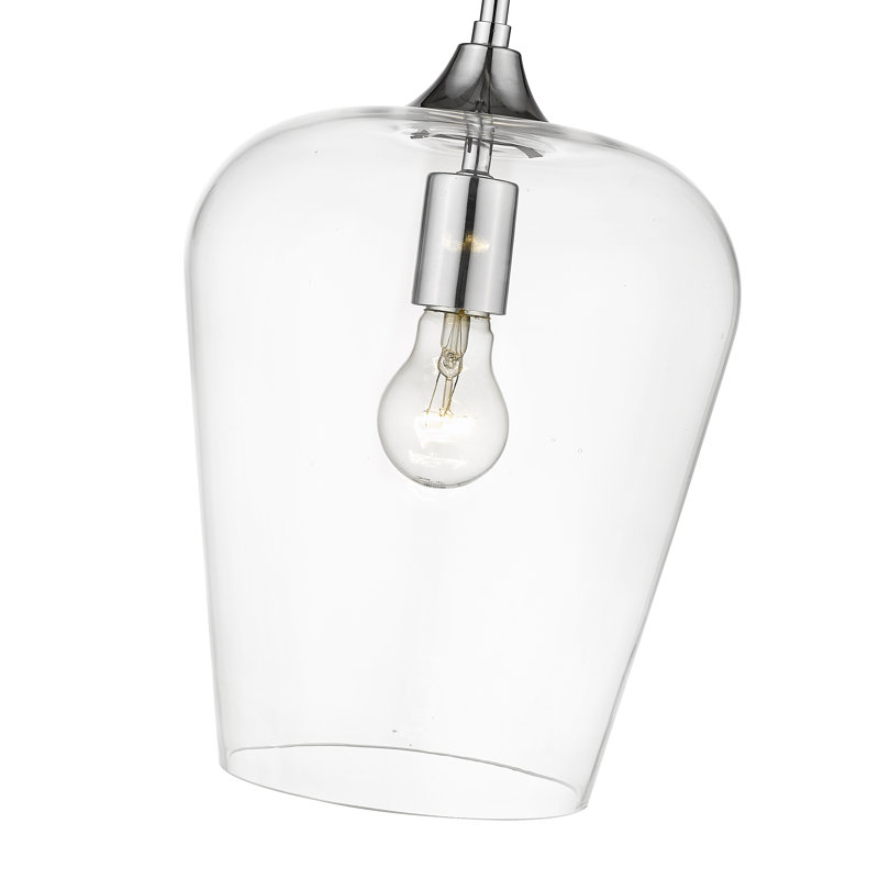 Luminaire suspendu en verre Dahlya, Nickel brossé, H 12,25 po x l 9 po x P 9 po